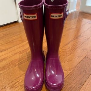 Hunter Original Gloss Rain Boot, Violet, size 2/EU33.